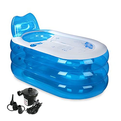 Vasca da Bagno Gonfiabile, Vasca Gonfiabile Portatile per Adulti con Pompa ad Aria elettrica e poggiatesta Cuscino Bagno, Spa Pieghevole autoportante 