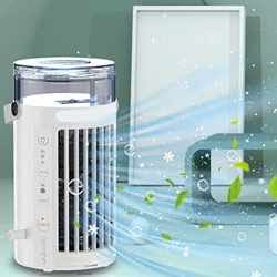 Mini ventilatore portatile con 8 colori luce 2 ventole 3 velocità ventilatore da tavolo 4 in 1 spazio personale condizionatore d'aria a basso rumore p precio