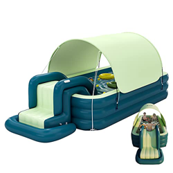 Home Piscina Gonfiabile da Giardino con scivolo,Piscina Fuori Terra per Bambini Adulti Famiglia,Piscina Fuori Terra Rettangolare,per adulti e bambini, en oferta