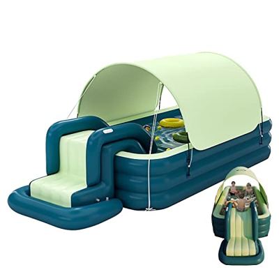 Home Piscina Gonfiabile da Giardino con scivolo,Piscina Fuori Terra per Bambini Adulti Famiglia,Piscina Fuori Terra Rettangolare,per adulti e bambini,