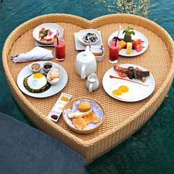 Vassoi galleggianti in rattan, galleggianti, per bar, piscina, per adulti, per servire bevande, brunch, cibo in acqua, 83,8 x 81,3 x 15,2 cm (colore o características