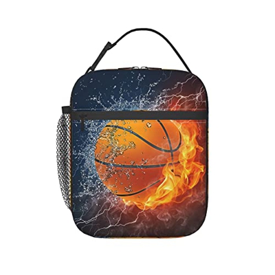 Palla Da Basket In Fuoco E Acqua Portatile Borsa Frigo Premium Sacchetti Pranzo Rimovibile Borsa Refrigerata Borsa Porta Pranzo Per Campeggio, All'Ape