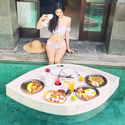 QILIN Vassoio Galleggiante, Vassoio da Portata, Vassoio da Colazione Galleggiante in Rattan, galleggianti per Piscine per Adulti per Piscine termali,  precio