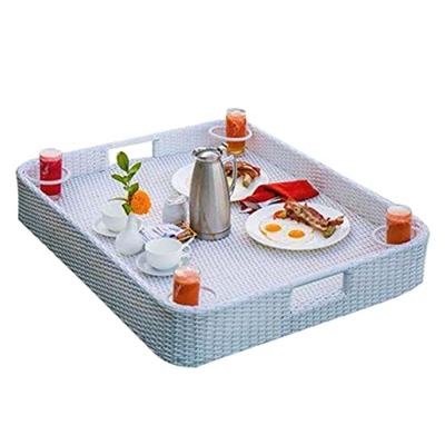 QILIN Vassoio Galleggiante, Vassoio da Colazione Galleggiante in Rattan, Eleganti vassoi galleggianti da Tavolo, vassoi da Piscina per Piscine termali