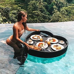 Vassoio galleggiante a forma di cuore, piatto da piscina galleggiante in rattan, per frutta in piscina, per servire bevande, brunch in acqua, 83,8 x 8 en oferta