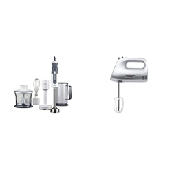 Kenwood HDP310WH Mixer ad immersione, 800 W, Plastica & HMP30.A0SI Sbattitore, 450 W, plastica, Silver en oferta