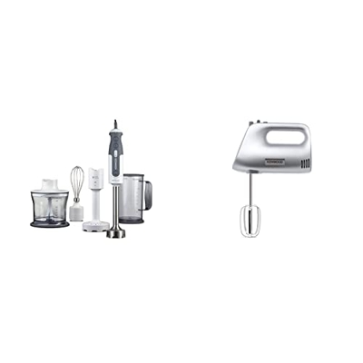 Kenwood HDP310WH Mixer ad immersione, 800 W, Plastica & HMP30.A0SI Sbattitore, 450 W, plastica, Silver