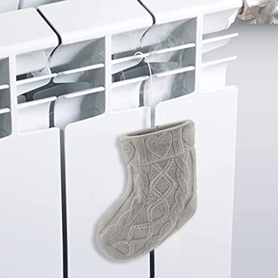 Ducomi Umidificatore Termosifoni in Ceramica – Deumidificatore Termosifone - Evaporatore Radiatore Termosifoni Ambienti, Camera (Calzino Grigio Set di
