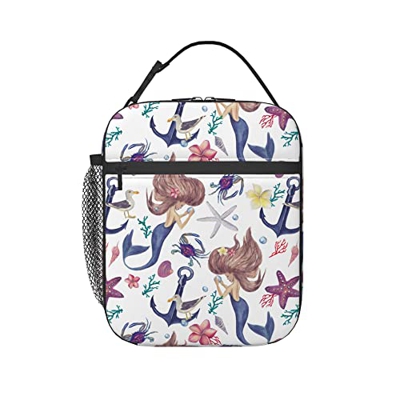 Carine Sirene Portatile Borsa Frigo Portatile Picnic Contenitore Pranzo Impermeabile Borsa Refrigerata Borsa Termica Per Lavoro, Campeggio 11X21X26Cm
