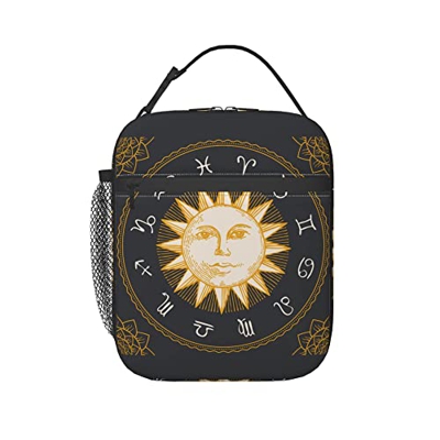 Sole E Simbolo Borsa Del Pranzo Impermeabile Borsa Porta Pranzo Spazioso Borsa Refrigerata Portatile Borsa Frigo Per All'Aperto, Campeggio 11X21X26Cm