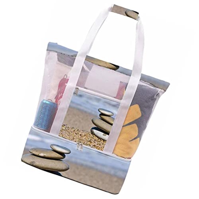 AIFEN Borsa da spiaggia con scomparto refrigerante rimovibile – Borsa da spiaggia in rete con fondo più fresco per donne e ragazze – per spiaggia, sho