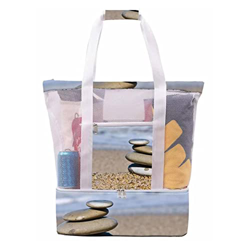 Douchi Borsa da spiaggia con scomparto refrigerante rimovibile. Borsa estiva in rete con grande capacità, rimovibile e durevole. Spiaggia quotidiana,  precio