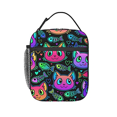 Gatto E Pesce Misteriosi Pranzo Al Sacco Isolato Prova Di Perdita Borsa Refrigerata Morbido Picnic Contenitore Pranzo Borsa Termica Per Campeggio, Pes