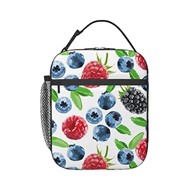 Mora E Mirtillo Borsa Termica Portatile Borsa Refrigerata Prova Di Perdita Portatile Borsa Frigo Borsa Del Pranzo Per Barbecue, Campeggio 11X21X26Cm