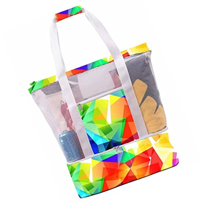JINGLING Borsa da spiaggia rimovibile in mesh, 2 in 1 con borsa termica termica, spiaggia, shopping, picnic, campeggio, borse da nuoto
