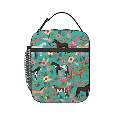 Cavalli Razze Di Cavalli Da Fiore Portatile Borsa Frigo Premium Borsa Termica Spazioso Picnic Contenitore Pranzo Borsa Refrigerata Per Viaggio, Campeg