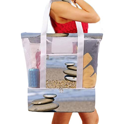 Zhihui Borsa da spiaggia rimovibile 2 in 1 – Borsa da spiaggia da donna con borsa frigo, impermeabile e resistente alla sabbia | Borsa da viaggio gran
