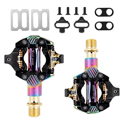 Perfeclan 2 Pedali per Bicicletta autobloccanti a Scatto con tacchette SPD Cuscinetto sigillato in Lega di Alluminio per Trekking Ciclismo MTB Touring