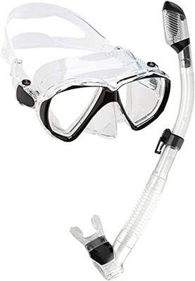 Maschera Subacquea Maschera per Lo Snorkeling Set per Lo Snorkeling Secco Maschere per Immersioni Snorkel Secco Gonna in Silicone Lente in Vetro tempe