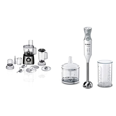 Bosch Mcm3501M Multitalent 3 Robot Da Cucina Compatto, 800W, Plastica, Acciaio Inossidabile, Nero/Argento & Ergommixx Mixer A Immersione, Frullatore, 