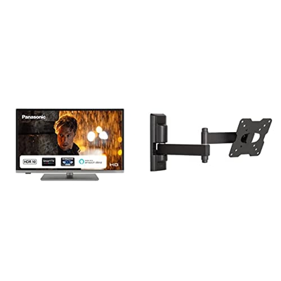 Panasonic 24JS350 Smart Tv 24%22 LED HD, Wi-Fi Integrato, HDR Triple Tuner&Meliconi Supporto TV CME EDR 100, Doppio Braccio, Inclinabile