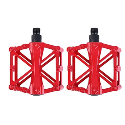 Ambiguity Pedali della Bici Rossa 9/16 MTB Mountain Bike Pedal, Piattaforma di Bici CNC in Lega di Alluminio Pedali Leggeri di Pedale per Biciclette C