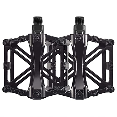 Pedali Bici 9/16" per MTB - Pedale Piatto per Bicicletta da Strada di Montagna - con 16 Perni Antiscivolo - Pedale Piattaforma Universale in Lega di A