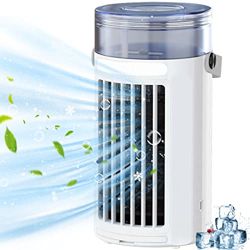 Heteli Portatile Mini Condizionatore d'aria Ventilatore con 8 Colori Luce 2 Fans 3 Velocità Desktop Cooler Ventilatore 4 in 1 Spazio Personale Condizi precio