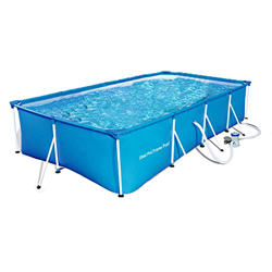Piscina Pieghevole Ispessita di Grandi Dimensioni Telaio Rettangolare Piscina Esterna Facile da Montare nel Cortile con Struttura in Acciaio Resistent en oferta
