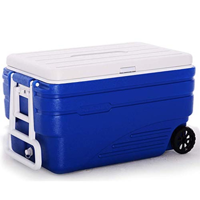Scatola frigo con Ruote, Grande Tasca Termica con Ruote, Scarico dell'Acqua, 100 Litri, Blu Scuro, Blu Lago (Blu Scuro 100 l)