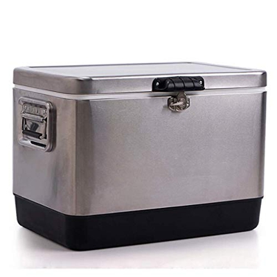Scatole frigorifere Grandi in Acciaio Inossidabile/Rosso da 50 Litri, Campeggio, Spiaggia, Pranzo, Picnic, Cibo Isolato, può Aggiungere Ghiaccio (Colo