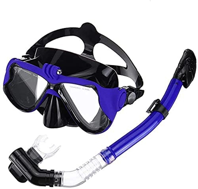 Maschera da Sub Maschera da Sub Maschera da Sub a Pieno facciale Snorkel Scuba Swimming Set da Snorkeling a Secco Respiro Libero Cinturino Regolabile 