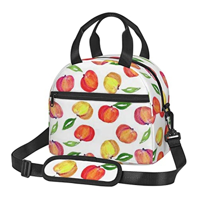 Borsa per il pranzo resistente all'acqua portatile riutilizzabile della foglia della stampa della pesca per campeggio, picnic, scuola, lavoro