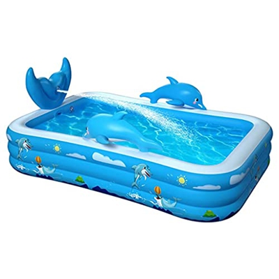 LVLUOKJ Piscina Gonfiabile per Famiglie Piscina per Bambini Grande Piscina per Bambini Adulti Piscina Rettangolare Piscina da Giardino 255 * 180 * 55 