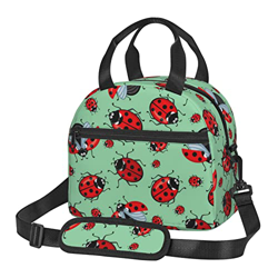 Coccinelle rosse su sfondo blu, riutilizzabile, portatile, resistente all'acqua, per campeggio, picnic, scuola, lavoro en oferta