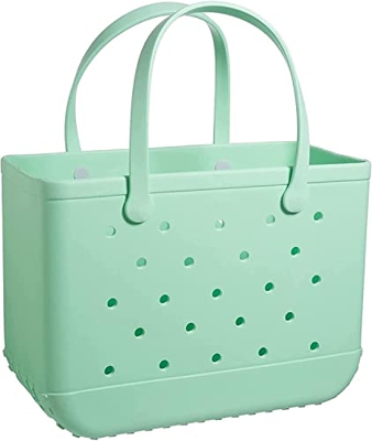 OPOO Oversized Rubber Beach Bags Waterproof Sandproof Outdoor Eva Portable Travel Bags Washable Tote Bag for Beach, Sports, Market (Green)