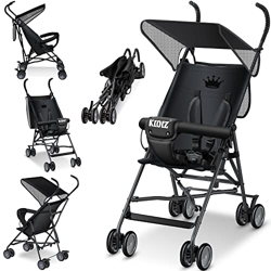KIDIZ® Passeggino CITY Passeggino Passeggino per bambini pieghevole Passeggino reclinabile a 360° con ruote da 4 pollici incluso Parasole, nero características