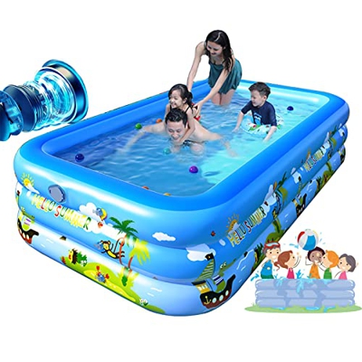 Spessa Vasca Da Bagno Gonfiabile Piscinetta Gonfiabile Rettangolare Bambini In PVC,3 Camere D'Aria Indipendenti E Stabili,Durevole E Sicuro Per Giardi