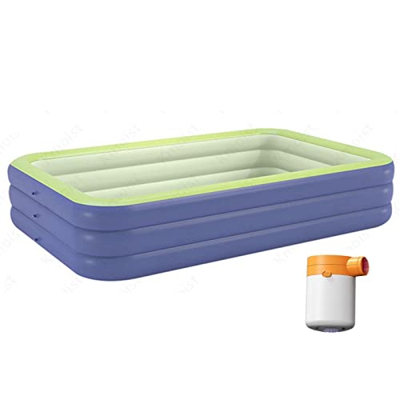 Piscina Gonfiabile per Bambini e Adulti Grande Piscina per Bambini Fuori Terra all'Aperto con Pompa d'Aria Automatica Piscina Rettangolare per Famigli