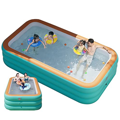 ilbcavne Piscina per Bambini Piscina Gonfiabile Piscina,Piscina Grande con 3 Camera d'Aria Individuali,PVC,Durevole e Sicuro per Giardino,Bambini, Adu