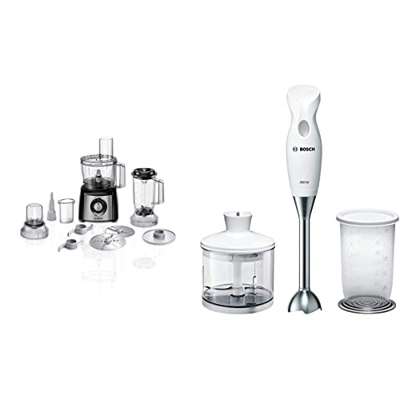Bosch MultiTalent 3 Robot da Cucina Multifunzione Compatto Oltre 50 Funzioni, 800 W, Ciotola 2 & MSM6B500 CleverMixx Mixer a Immersione, 350 W, 1 Lite