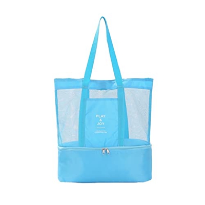QRQ Borsa da Viaggio for la Spiaggia a Doppio Strato Preservazione Calda Picnic Borse da Spiaggia Fashi (Color : Blue)