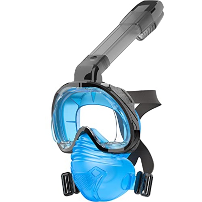 Maschera da Immersione Maschera a Pieno Facciale, Maschera da Snorkeling Pieghevole con Visuale Panoramica 180° e Supporto per Fotocamera, Anti-Appann