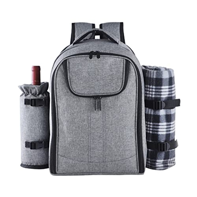 WYEUQ Picknickrucksack Kühlrucksack mit großem Fassungsvermögen, isolierte Lunchpakete, Picknickrucksack mit feuchtigkeitsfester Unterlage(Color:Grigi