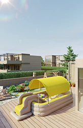Piscina per Famiglie Rettangolare Grande Durevole per Giardino Piscina Estiva con Tenda da Sole, Scivolo Gonfiabile per Bambini, Piscina All'aperto E  precio