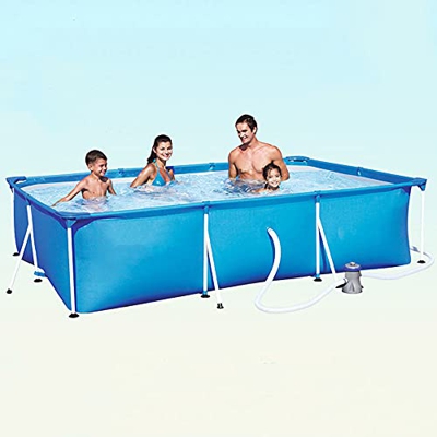 Piscina da 10 piedi x 79 pollici con struttura in metallo con pompa filtro e giocattoli per bambini, giardino esterno fuori terra con toppa di riparaz