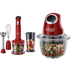 Russell Hobbs Desire Frullatore Ad Immersione, 500 W, Plastica, 2 Velocita', Rosso & Desire Tritatutto, 200 W, 1 L, Rosso precio