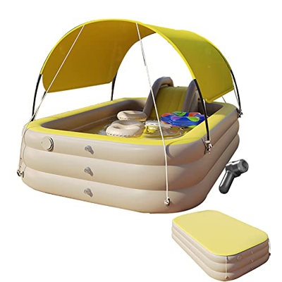 Grande Piscina Gonfiabile Automatica con Tenda da Sole, Piscina Gonfiabile Family Lounge, Piscina Centro Piscina 3 Strati, con Baldacchino, Piscina In
