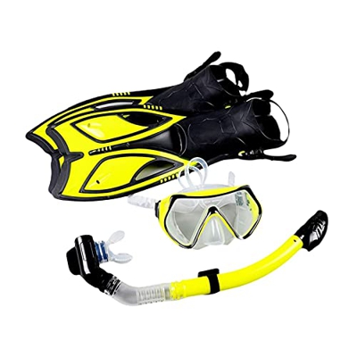 Maschera per Lo Snorkeling, Attrezzatura per La Tuta, Telaio in Vetro Temperato, Occhiali da Sub per Adulti, Snorkeling Completamente Asciutto, Pinne 