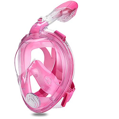Diving Snorkel Pieghevole 180 Vista Panoramica Respirazione Libera Snorkeling Integrale con Tuta per Adulti (Rosa E Bianca S/M)